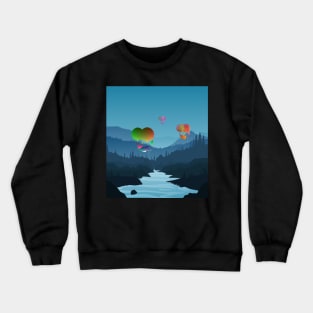 Steampunk Balloon Ship Sailing Over the Land Crewneck Sweatshirt